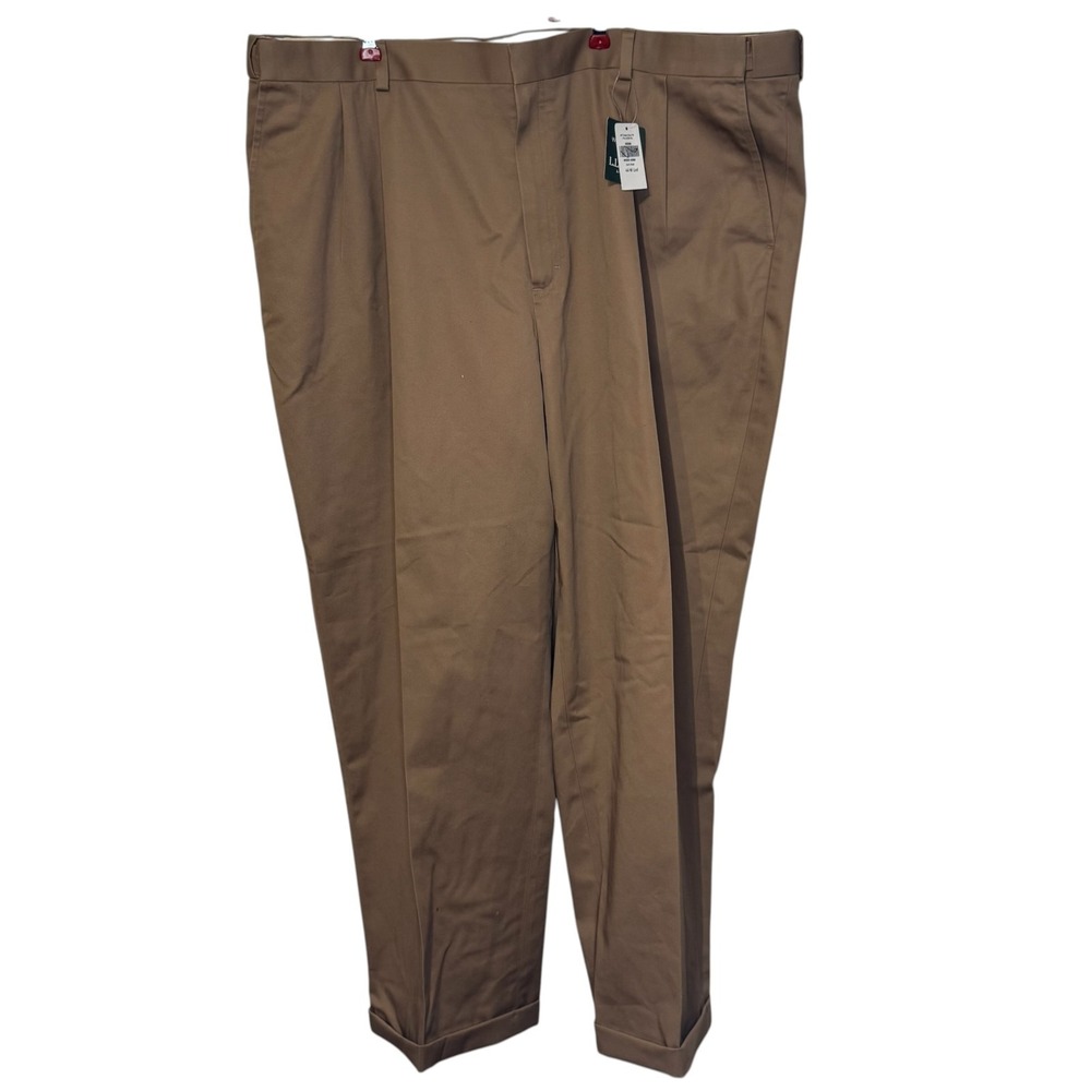 L.L Bean Mens Dress Pants Chino Comfort Waist Wrinkle Free Dark Khaki 44 NWT